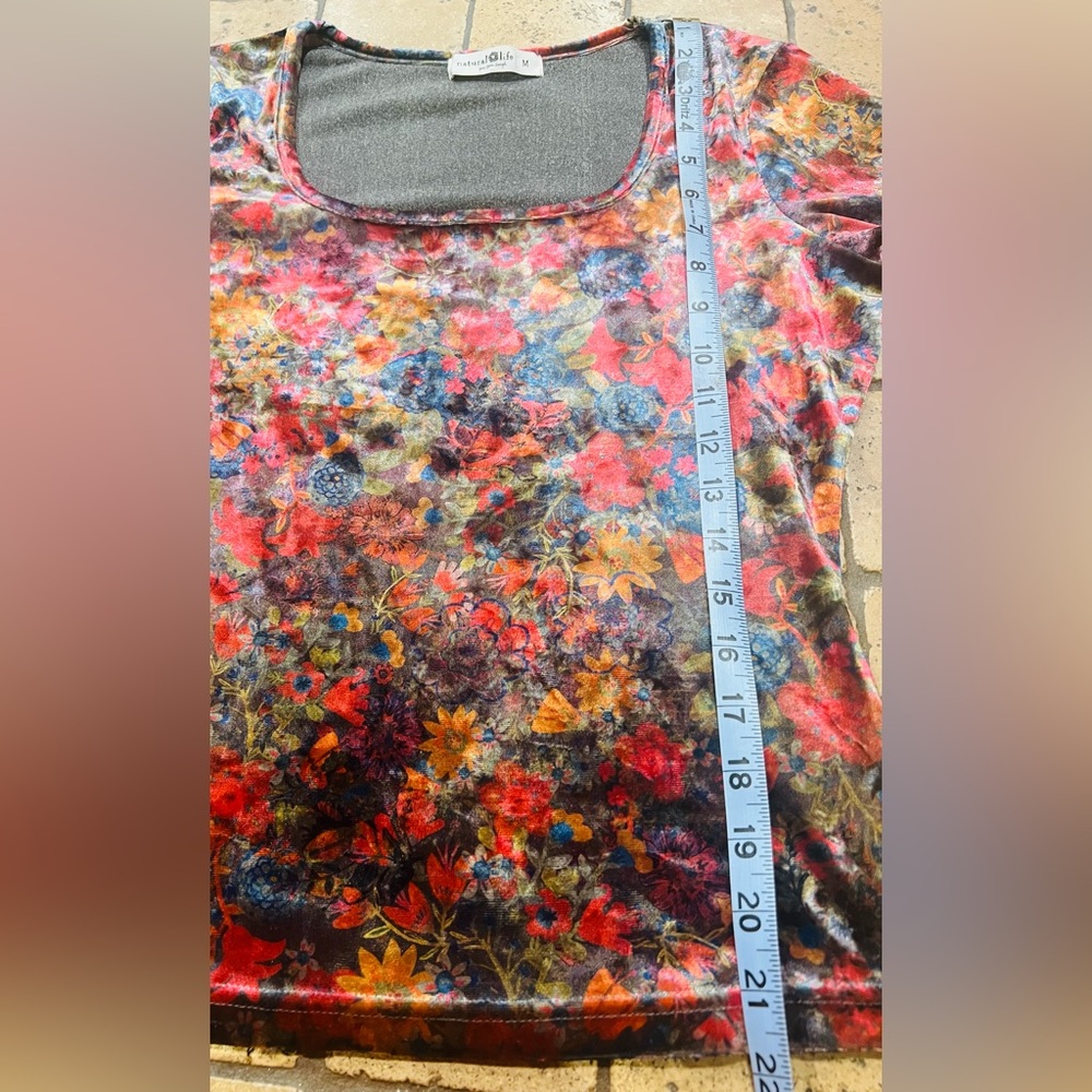 Natural Life Velvet Floral Boho Top Tagged M Fits XS Small - Picture 6 of 9